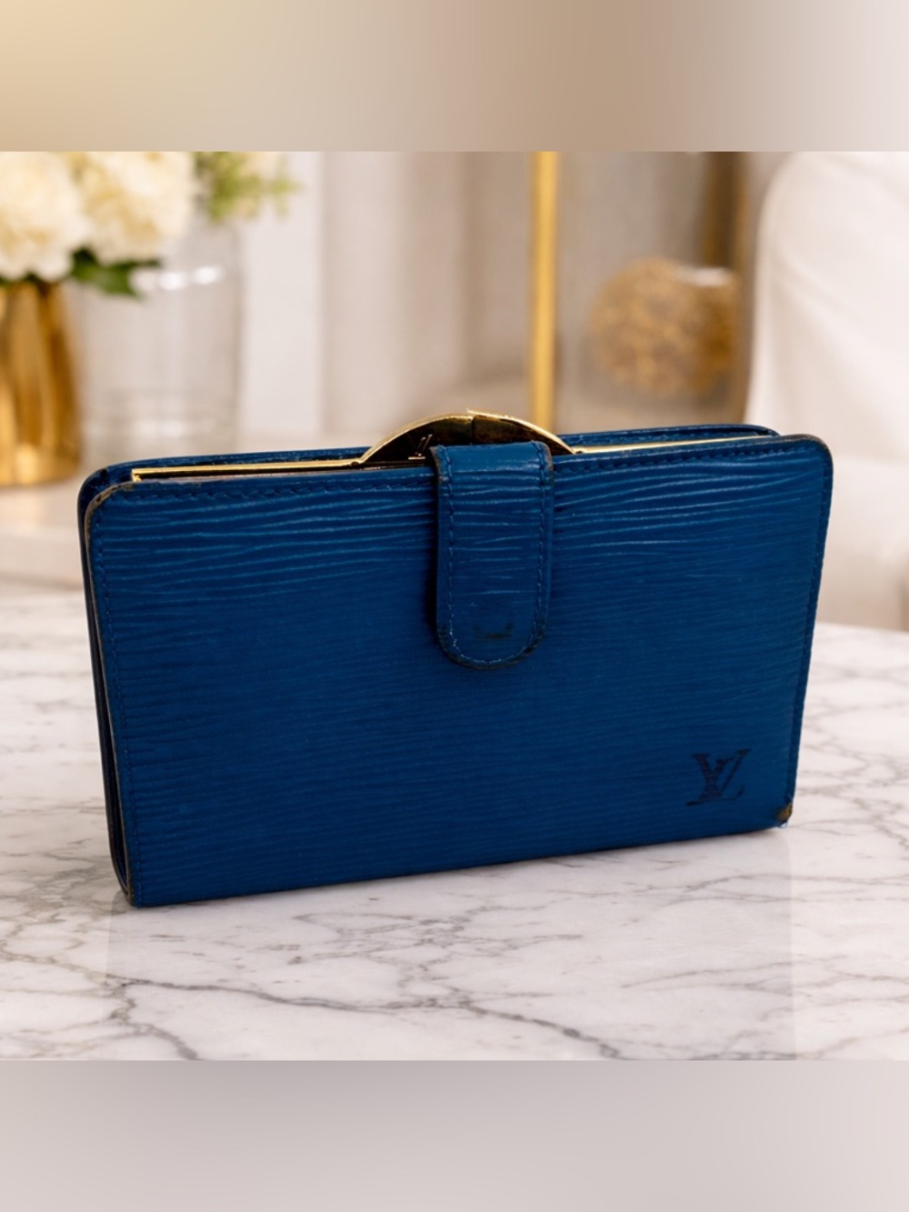 Louis Vuitton 100% Authentic Royal Blue Wallet With Gold Hardware